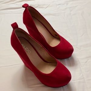 ALDO RED PLATFORM WEDGE